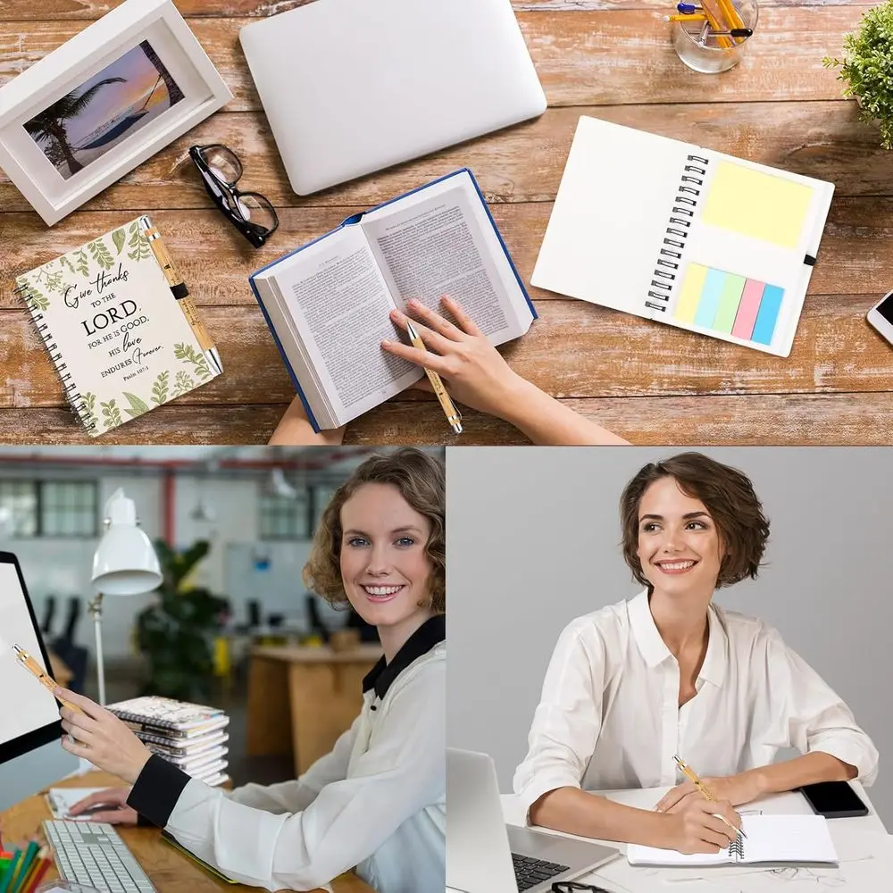 Quaderni cristiani sfusi con citazioni biblici ispiratrici, penna adesiva - Regali di Natale ideali per il personale della chiesa e dell'ufficio