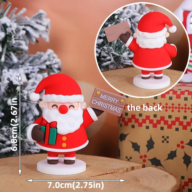 Weihnachtsbär-Kuchenaufsatz, roter Pullover, grünes Hemd mit Regenbogenbogen, Geschenkbox für Urlaub, Party, Kuchendekorationen, Puppenornament – Detail 25