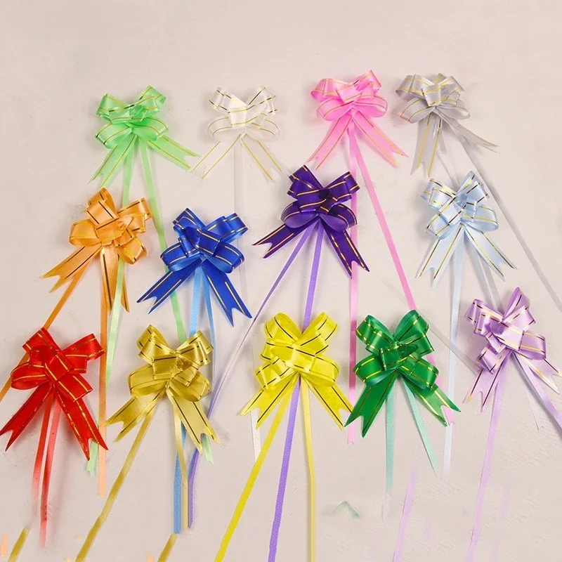 10Pcs Medium Size 12MM Pull Flower Bow Knot Pull Bow Gift Ribbons Flower Wrappers for Birthday Christmas Party Decoration