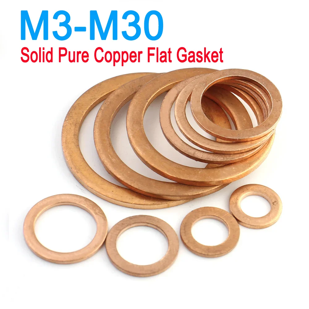 

M3 M4 M5 M6 M8 M10 M12 M14 M16 M18 M20 M22 M24 M27 M30 Boat Red Brass Soild Copper Crush Sealing Washer Flat Seal Ring Gasket