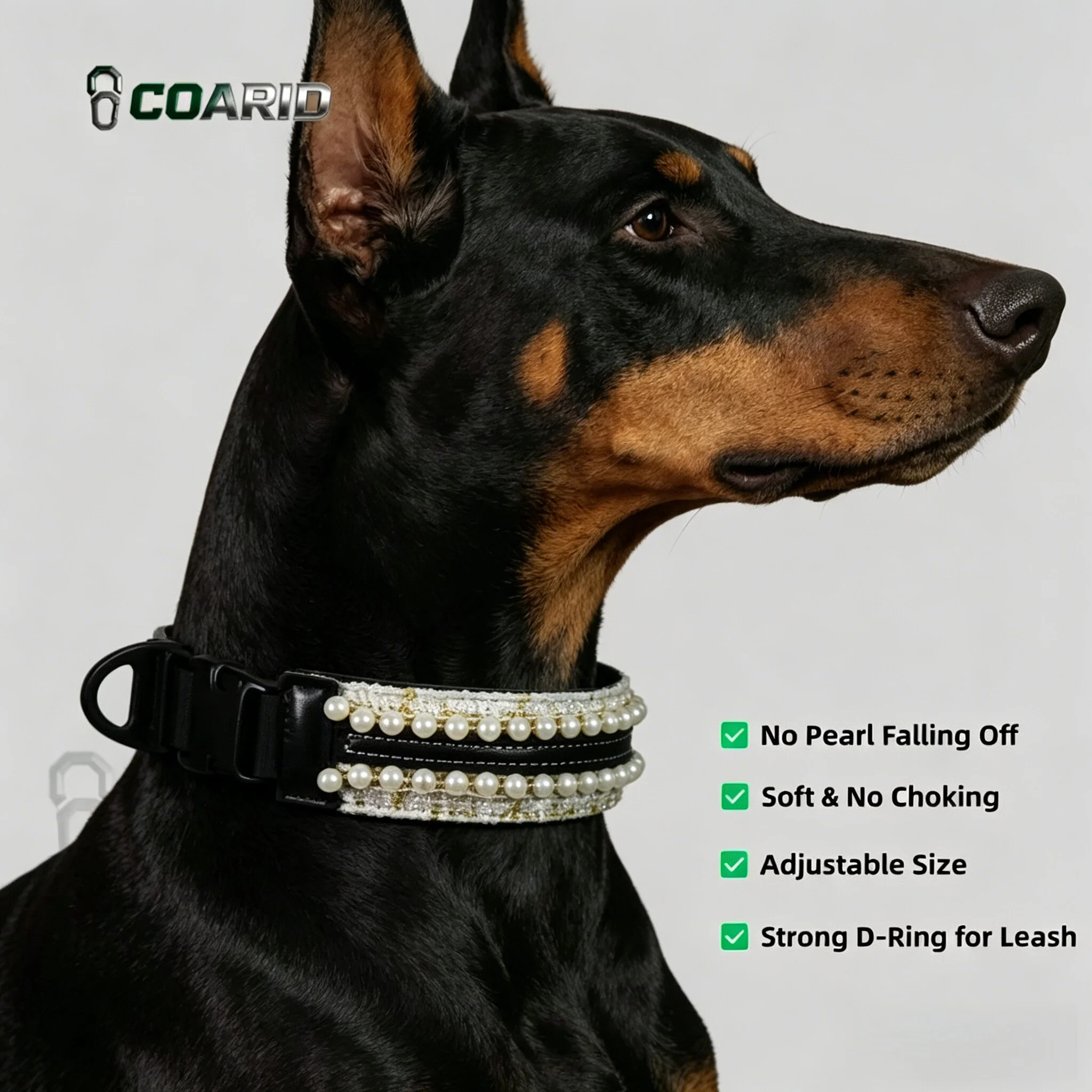 

Small Fragrance Style PearlPet Collar, Durable Thick TweedPU LeatherQuick ReleaseBuckleAdjustableforSmalland Medium-Sized Dogs