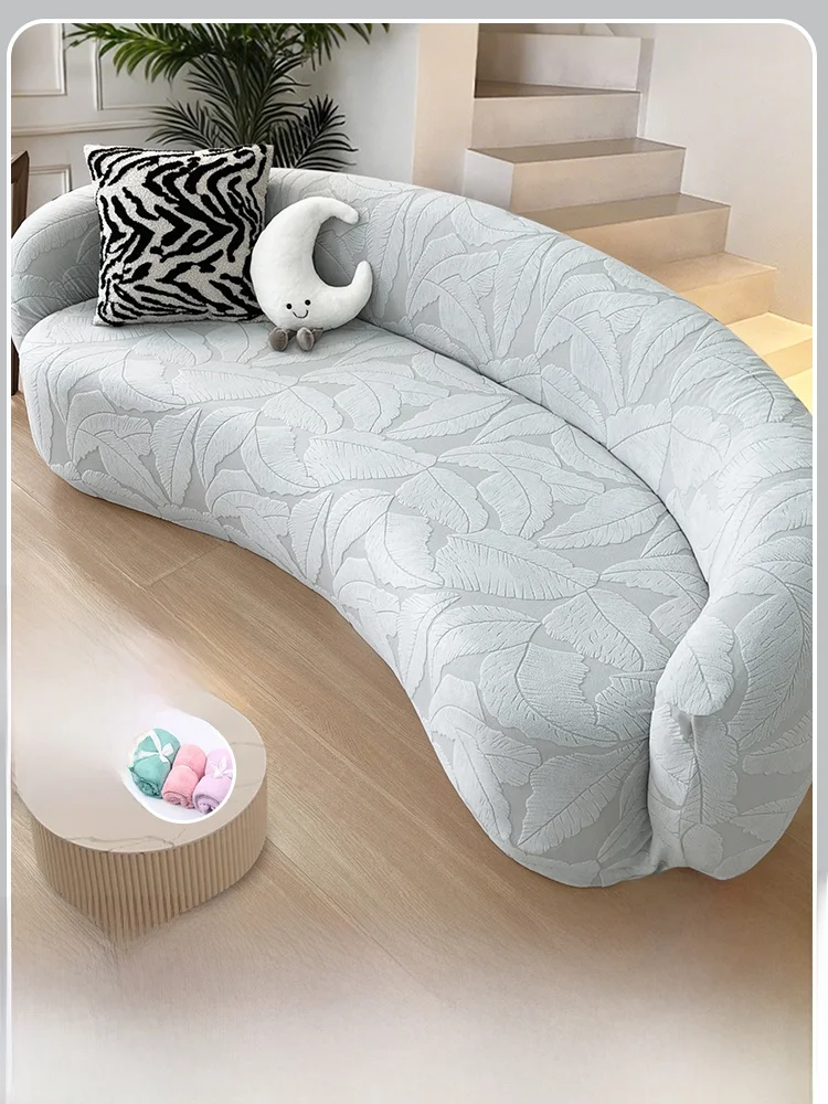 

Elastic Sofa Cover Full Wrap Modern Luxury Polyester Fiber Leaf Pattern Color Universal for L Shaped Sofa Non Slip