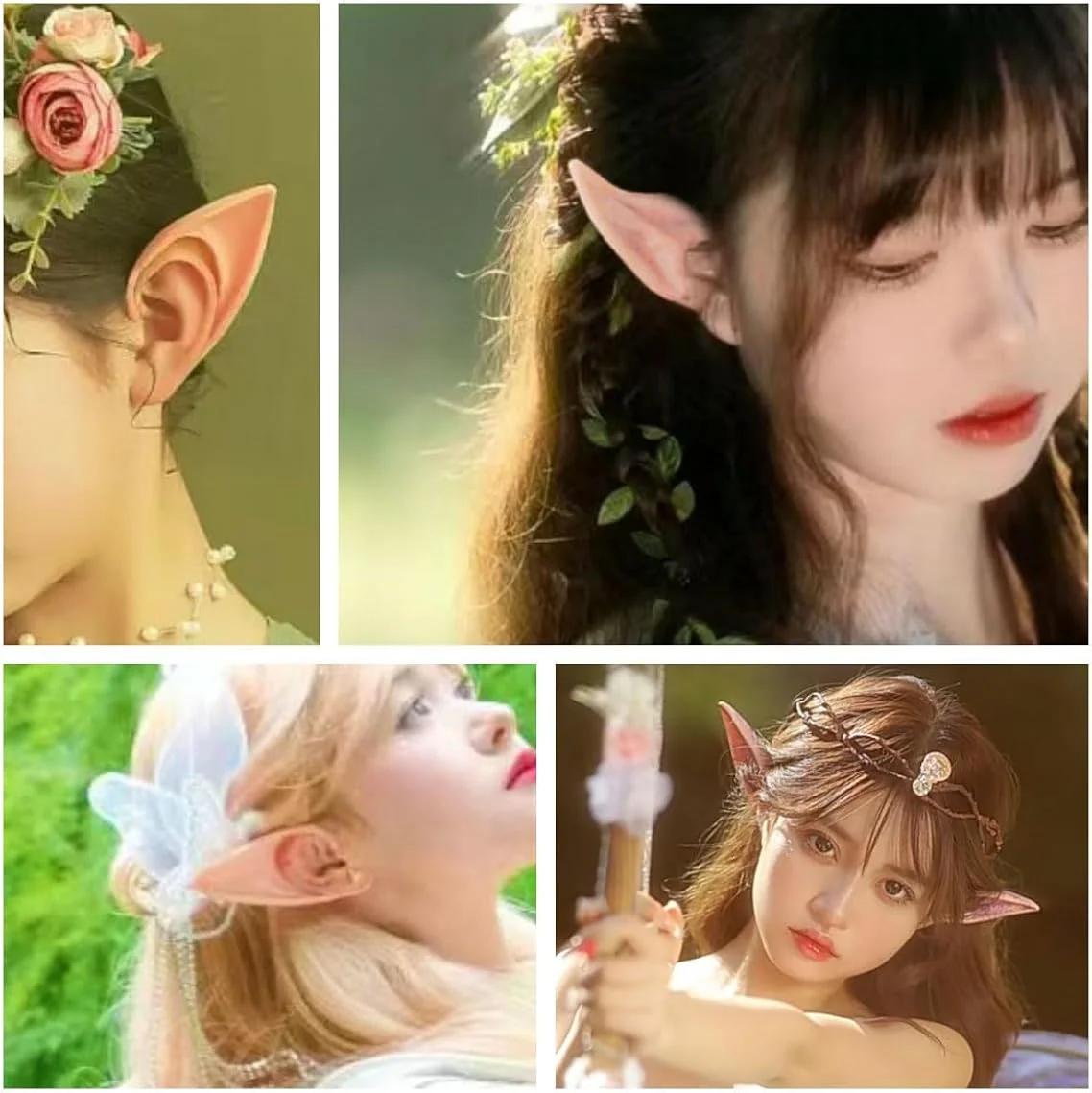 ปาร์ตี้ฮาโลวีน Latex Elf หู Fairy คอสเพลย์อะนิเมะเครื่องแต่งกาย Angel Elven Elf หู Photo Props ผู้ใหญ่แวมไพร์ Elven หู