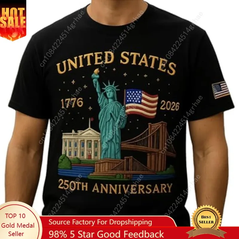 

U.S. 250th Anniversary Edition T-Shirt,United States 250 Years American Flag Statue of Liberty T-Shirt for Men Women