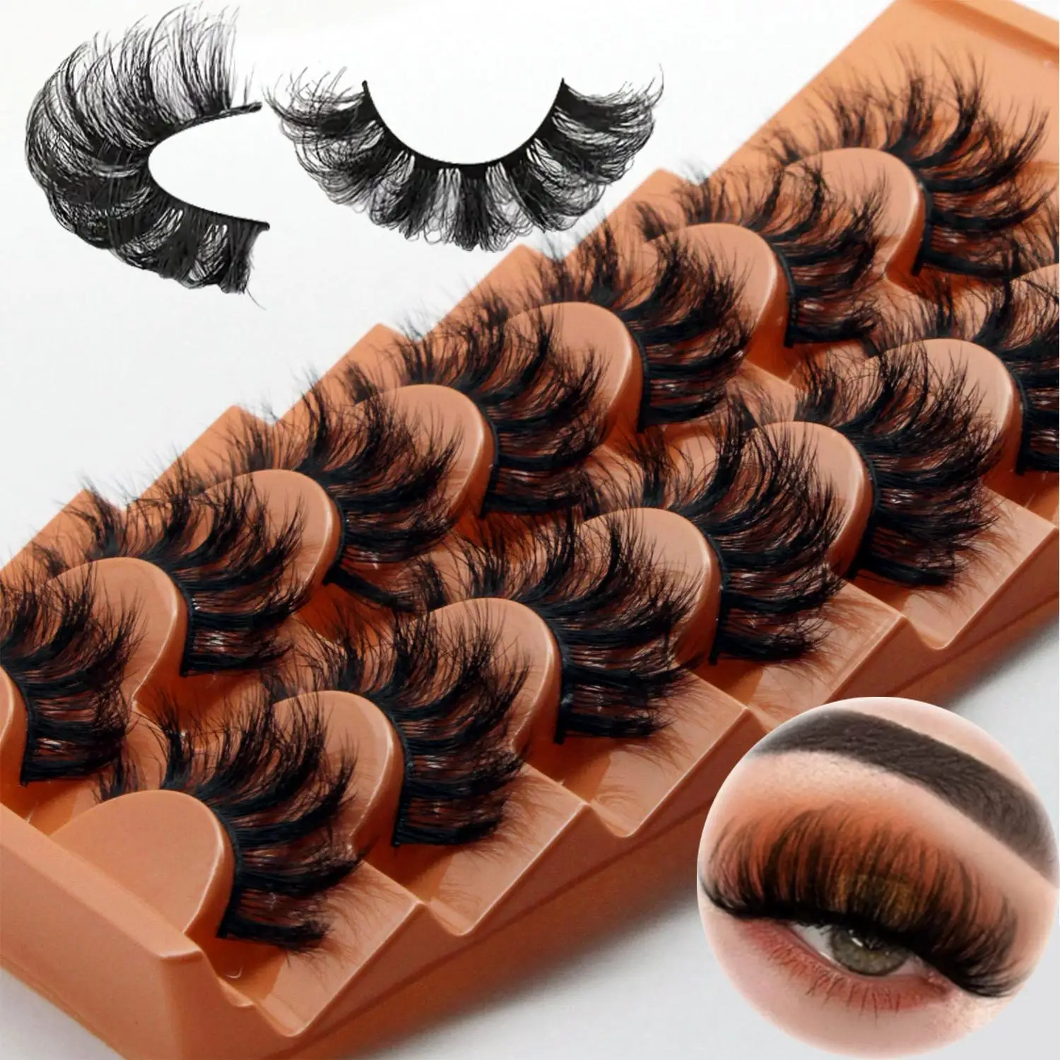 7 pairs of fluffy false eyelashes, 20mm full eyelashes, 8D curly false eyelashes