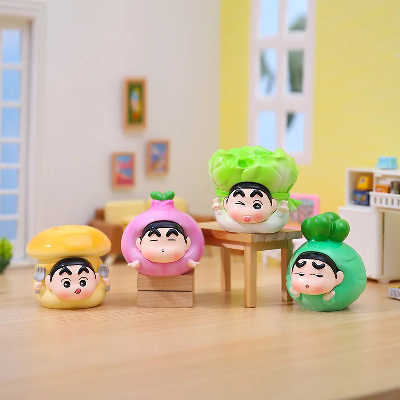 Miniso-caja ciega de crayón Shin Chan, caja ciega de deseos de verduras de dibujos animados, decoración creativa de adorno de escritorio para juego de moda