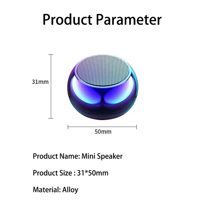 Alto-falante Bluetooth sem fio portátil, Mini Caixa de Som, Handfree, alto-falantes TWS, Bass Music Player, Subwoofer Estéreo Pequeno, Caixa De Som