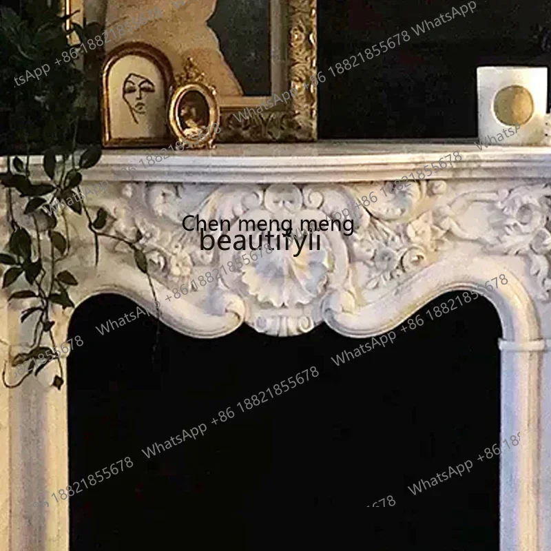 xz1European-Style Marble Sculpture Living Room White Marble Fireplace Idyllic Decoration Stone Carving White Stone Home Decorati