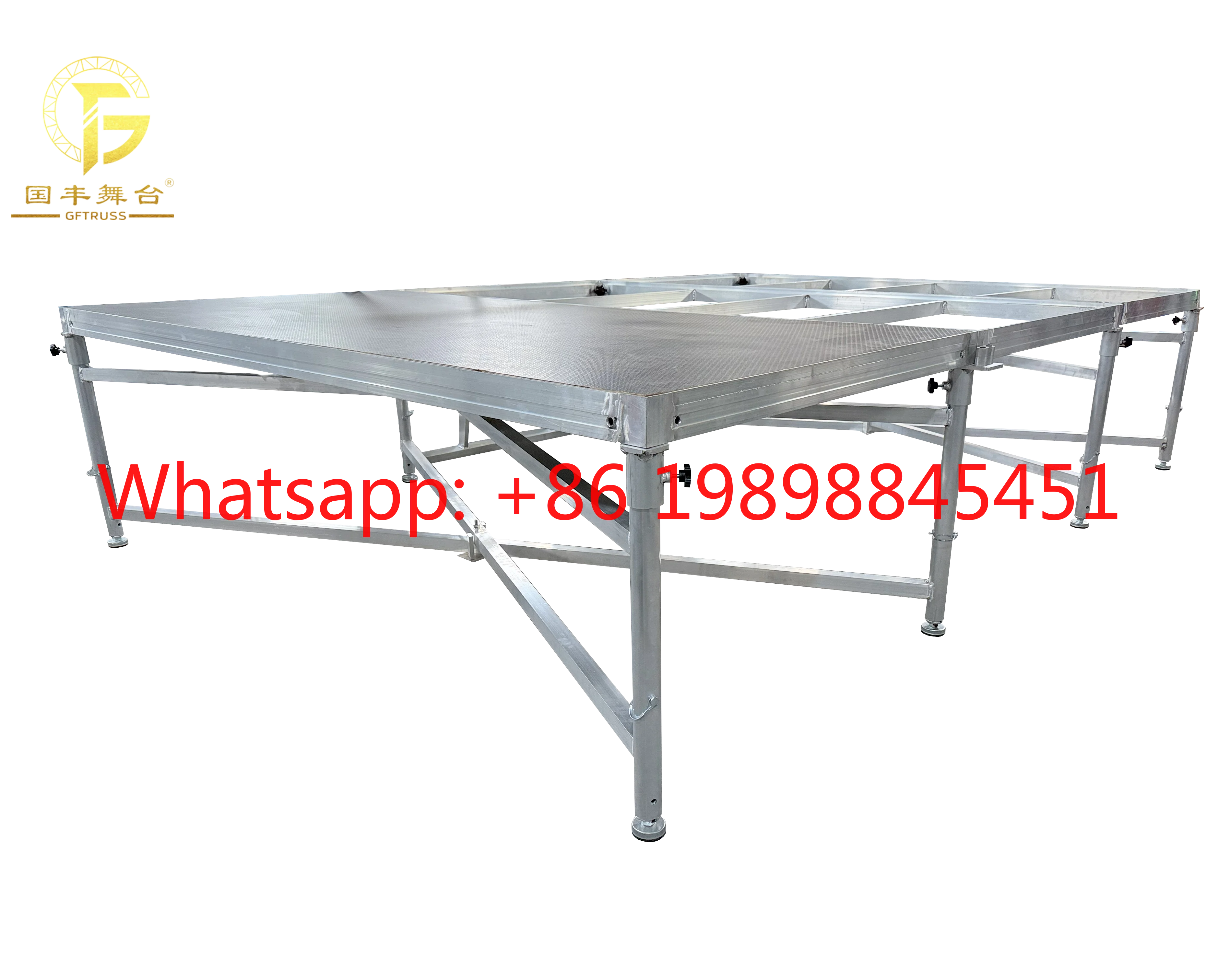 1.22x2.44m Adjustable X-Shape Aluminum Folding Stage Platform 0.8-1.2m Height