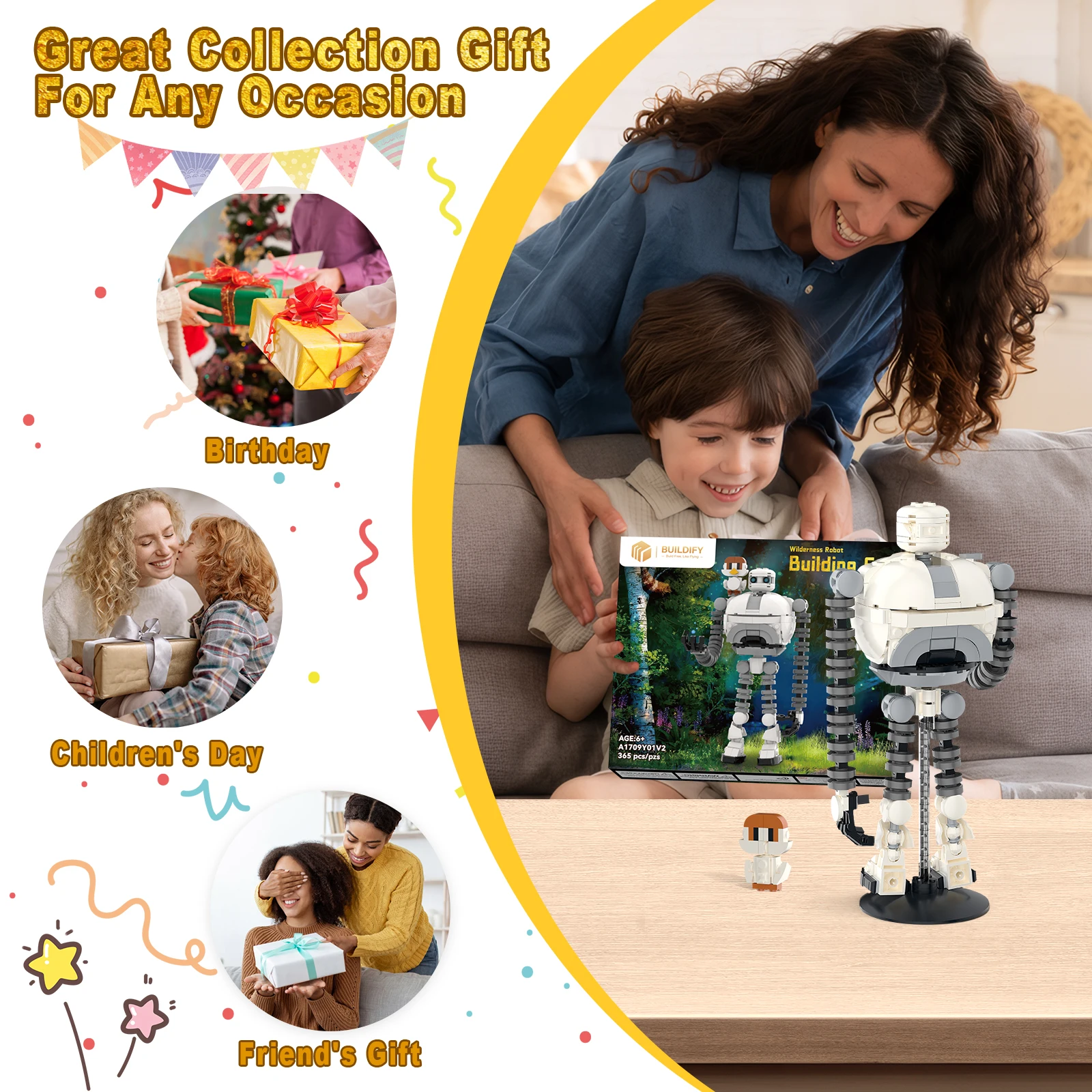 Juego de construcción de Robot Wildarness Roz y Brightbill, figura de acción de Robot, Kit de juguete de construcción de modelo bonito de dibujos animados para fanáticos de las películas, 365 Uds.