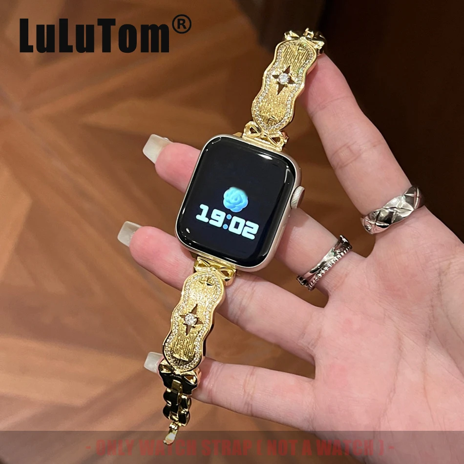 

Exquisite Starburst Zircon Watch Strap for Apple Watch 11 10 9 8 7 6 5 SE 4 Ultra Jewelry Bands Iwatch 38 40 41 42 44 45 46 49mm