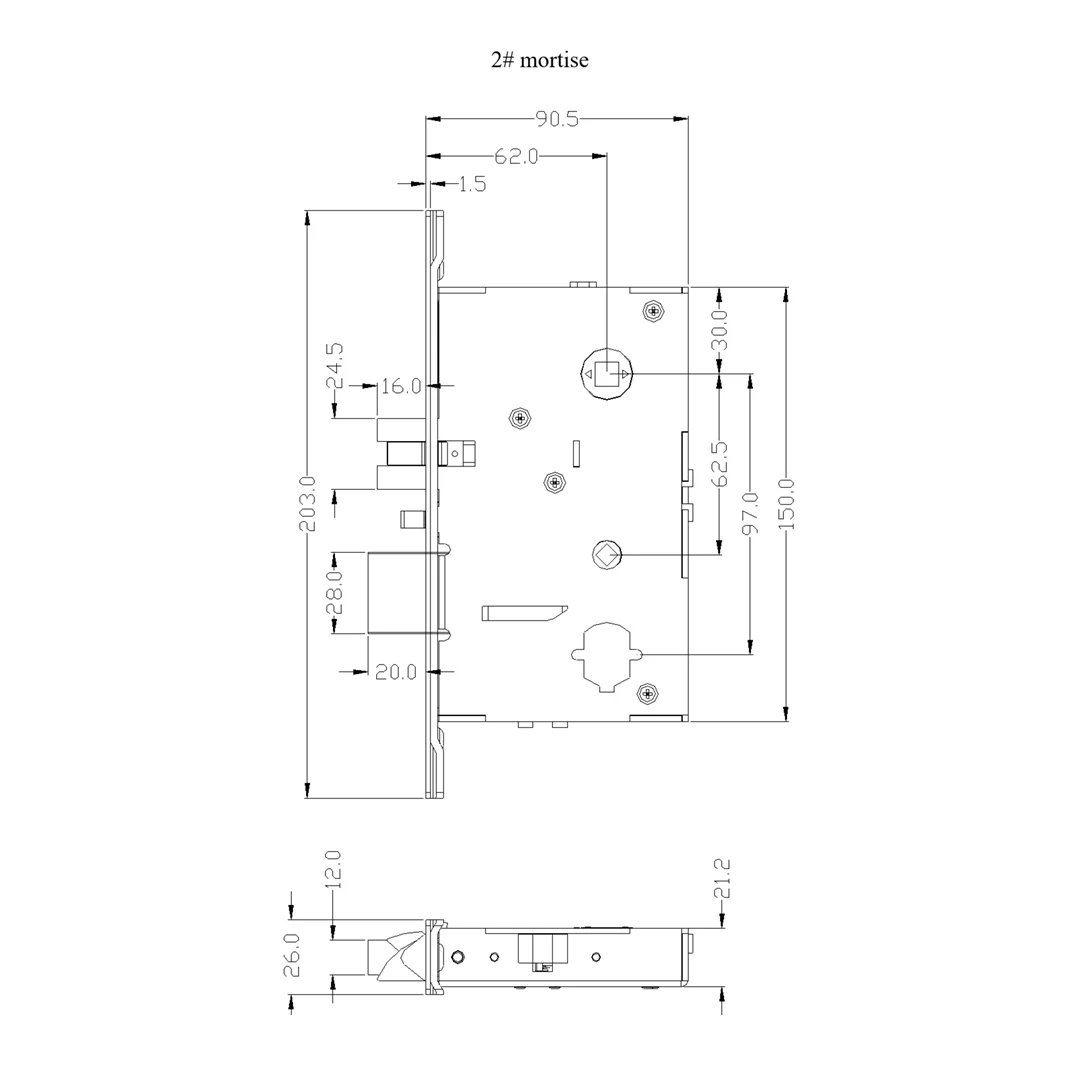 Nr. 2 kurze elektronische Hotels chloss USA Standard Ansi Einst eck schloss für Holztür