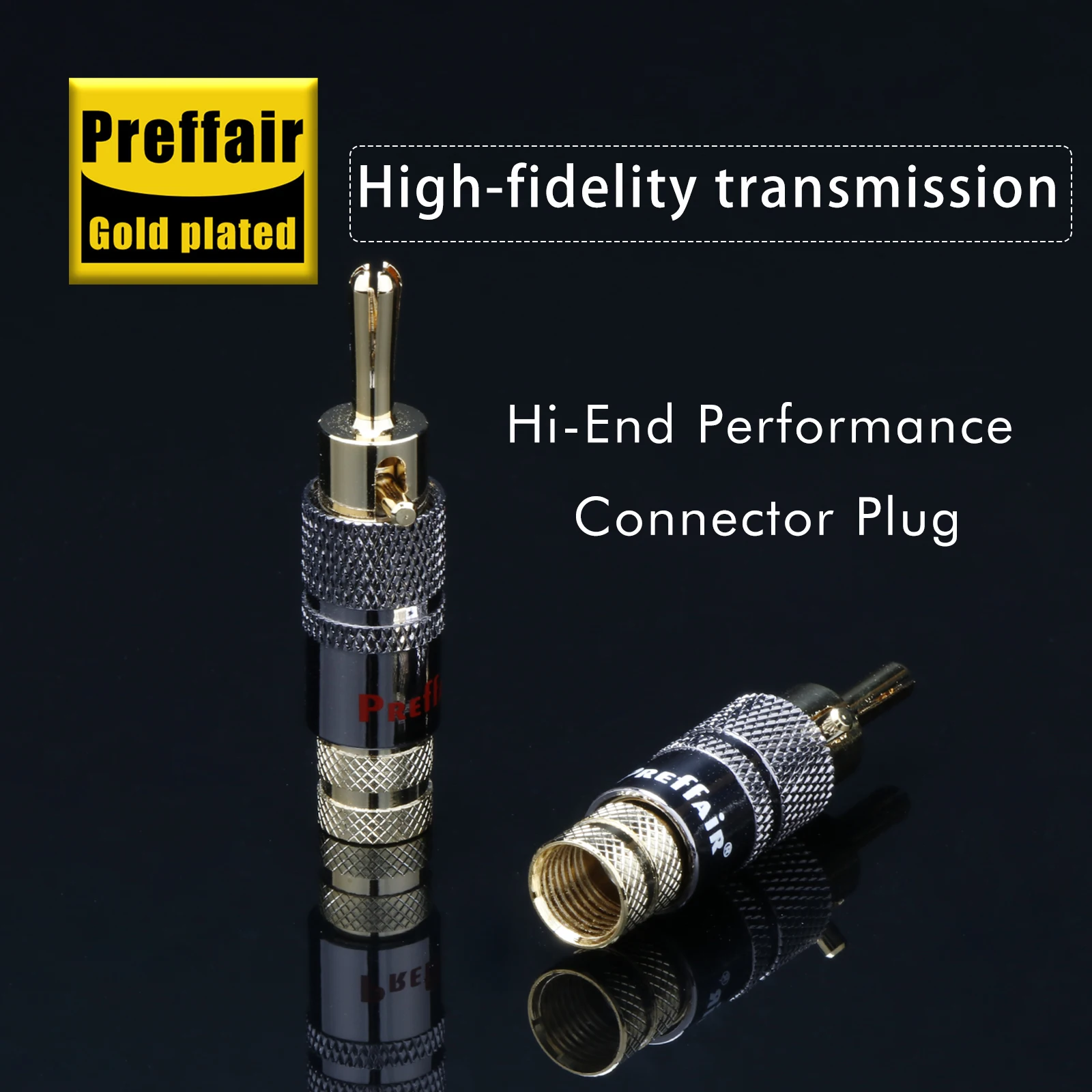 Preffair 8Pcs 24k Gold Plated Screw-Locking Banana Plug Hi-End Performance Speakers Amplifier 8MM Connector Plug