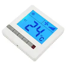 Hvac Control Panel Fan Coil Thermostat For Office Temperature Management Blue Backlit Lcd Screen For Fan Coil Units