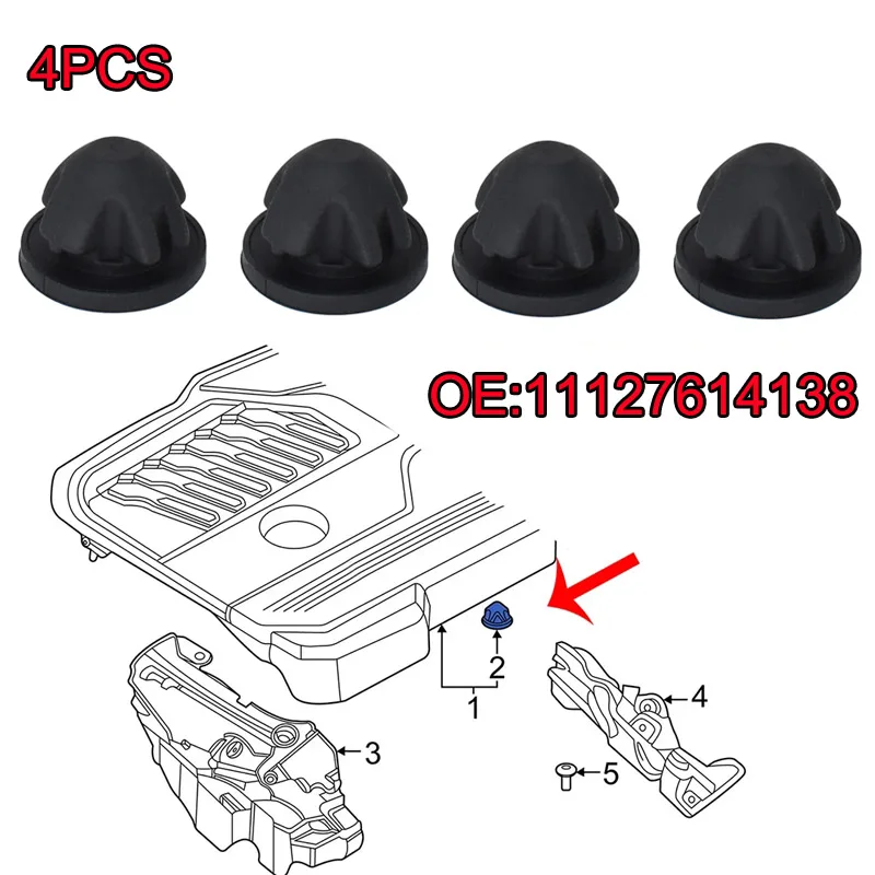 4x Engine Cover Trim Rubber Mount Grommet Bush Bump Stop 11127614138 For BMW 1 Series E88 E82 F20 F20 LCI X4 For MINI F56 F55