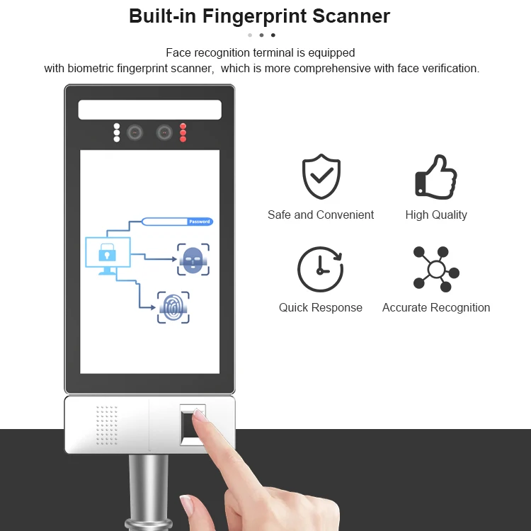 New Product Time Attendance System Face Recognition Access Control Terminal With Fingerprint Reader 8 Inch Kiosk
