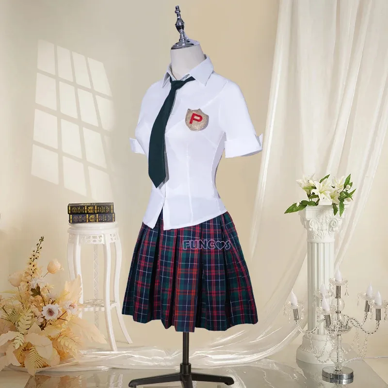 

DY20Panty & Stocking with Garterbelt Panty Anarchy Cosplay Costume Wig JK School Uniform Tie Skirt White Shirt Long Hair Accesso