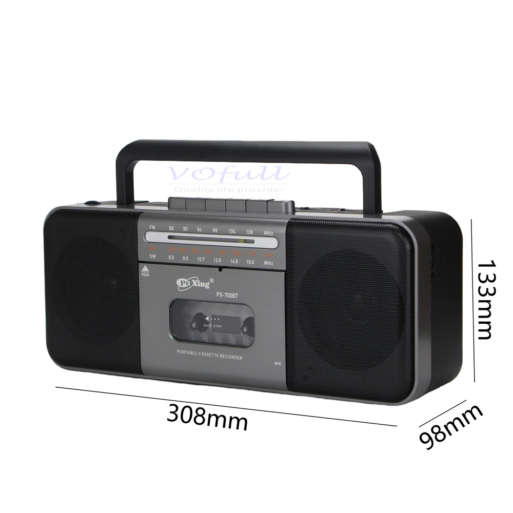 Vofull  cassette recorder player Portable  music player double speaker DC 6V mp3 Radio