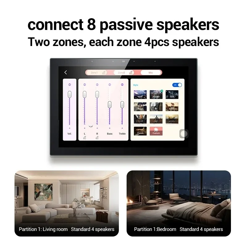 10-Inch Touch Screen Intelligent Home Audio Ceiling Speaker System 8-Channel 30W For Bluetooth Wall Amplifier Home Theater