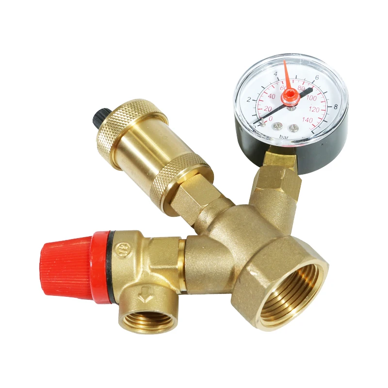 High Quality Brass Regulating Hydraulic Control Water Pressure Relief Valve Boiler Safety Valve with Pressure Gauge 16bar