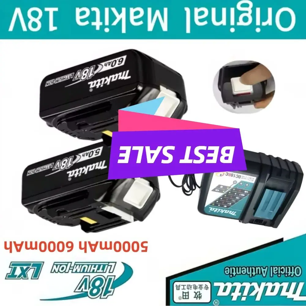 

Original 18V 6.0Ah 5Ah Makita Battery Compatible with BL1830B BL1850B BL1850 BL1840 BL1860 BL1815 Fast Charging DC18RC