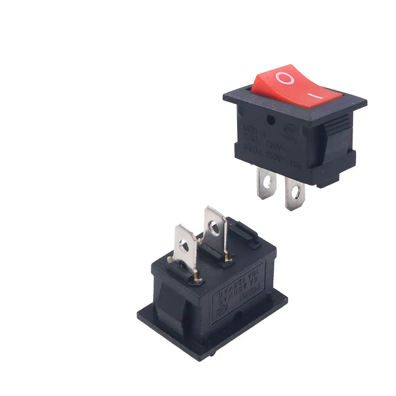 10PCS/LOT 15*21mm 2 Pin SPST ON/OFF Boat Rocker Switch 6A-10A 110V 250V KCD1-101 Snap-in Black Rocker Switches