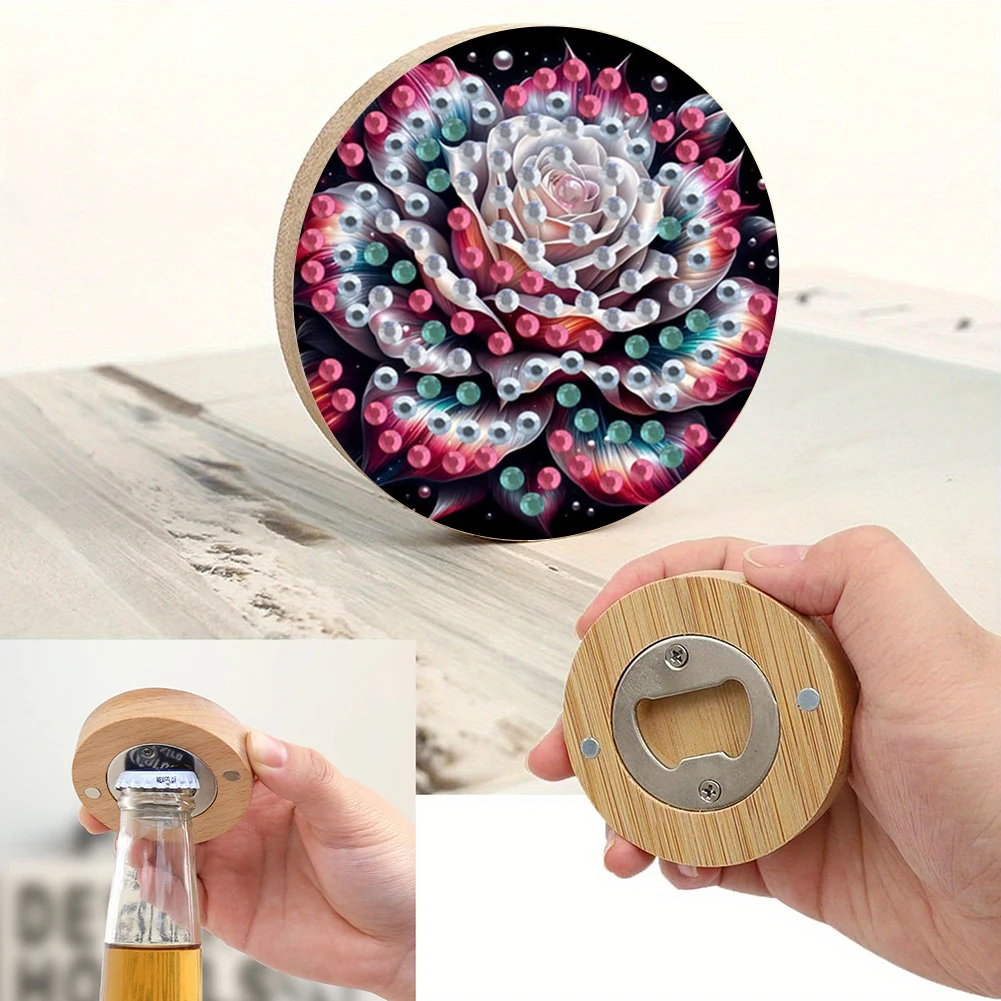 الحيوانات الأليفة الخشبية DIY الماس اللوحة مغناطيس الثلاجة فتاحة الزجاجات DIY الماس التطريز اللوحة فتاحة الزجاجات الحرف للمبتدئين