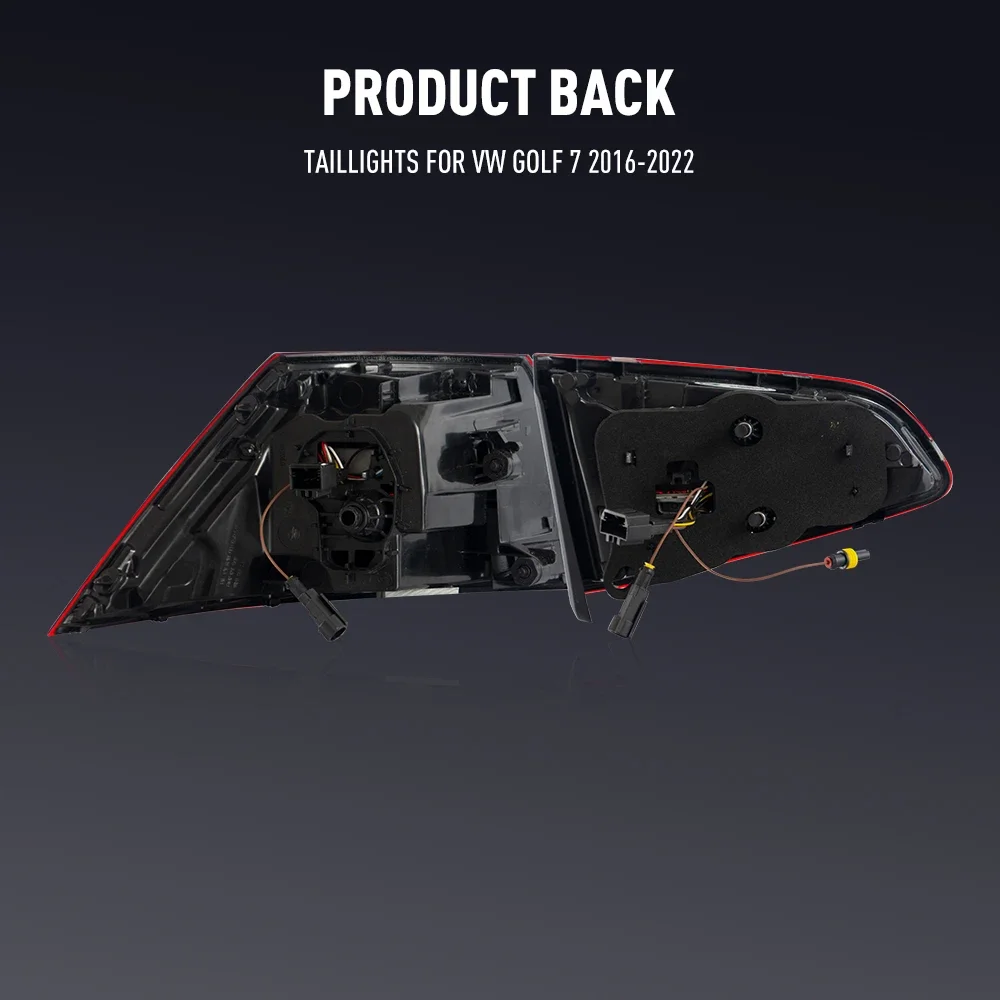 زوج من أضواء خلفية LED لشركة فولكس فاجن جولف 7 2016-2022 DRL عكس الفرامل تحول إشارة التوصيل والتشغيل مجموعة مصابيح الذيل الخلفي للسيارة #4