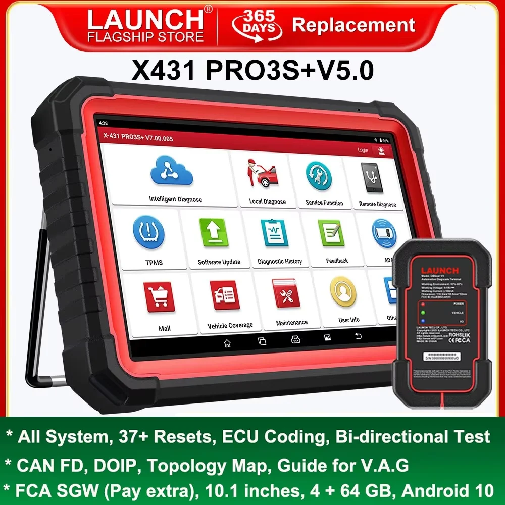 

LAUNCH X431 PRO3S+V5.0 Full System Car Diagnostic Tools Auto OBD2 Scanner CAN FD RESET IMMO Topology Mapping for 12V & 24V Truck