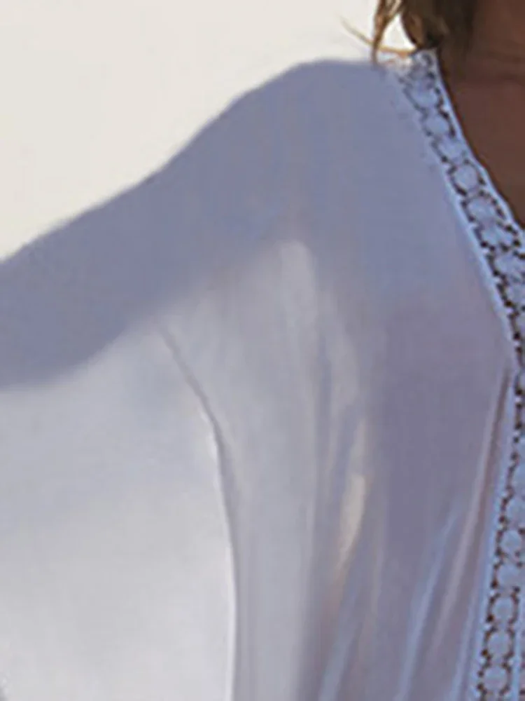 2025 nuovo bikini con scollo a V copricostume da spiaggia da donna vedere attraverso scava fuori solido moda estiva femminile classico beachwear