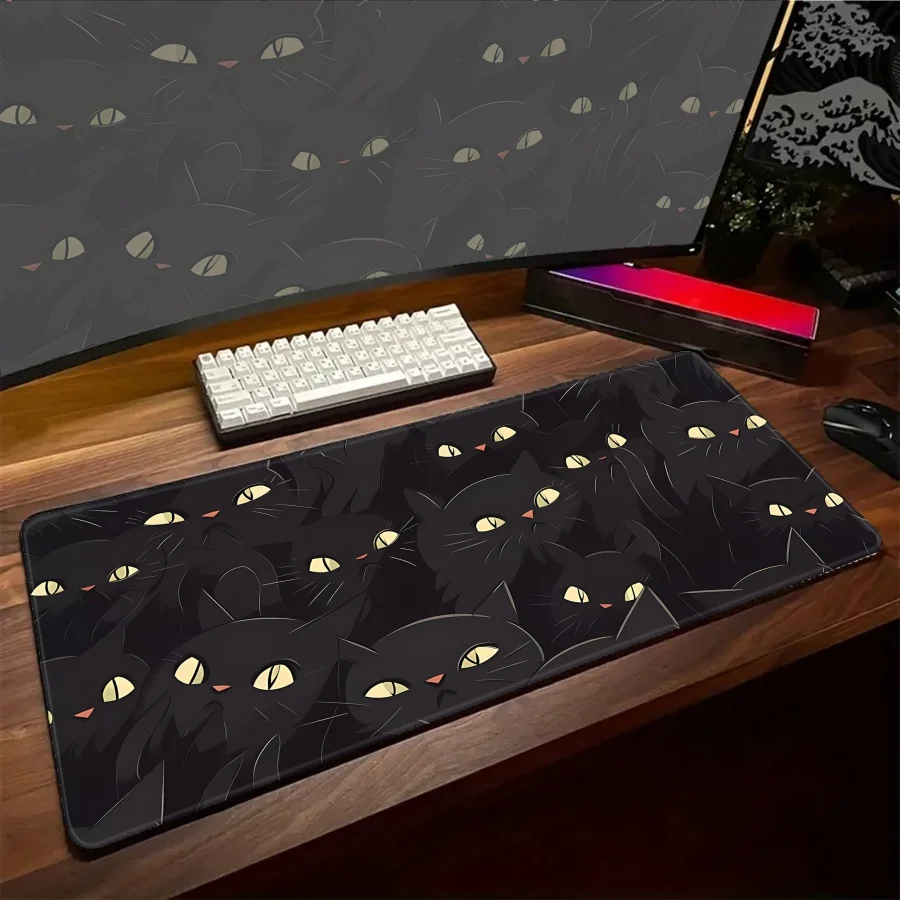 

Большой коврик для мыши Kawaii Cat, белый, XXL, для ПК, геймеров, игровой настольный коврик, аксессуары для офисного компьютера, большие коврики для мыши
