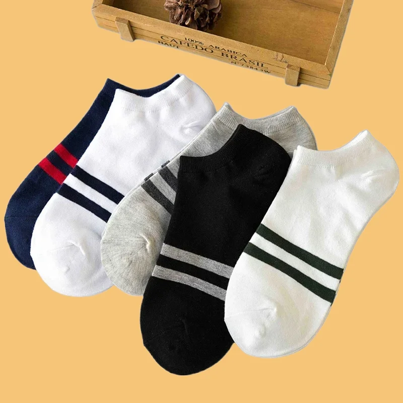 Calcetines tobilleros cortos antideslizantes para hombre, medias transpirables e informales, de poliéster fino, de alta calidad, absorbentes de sudor, 5/10 pares