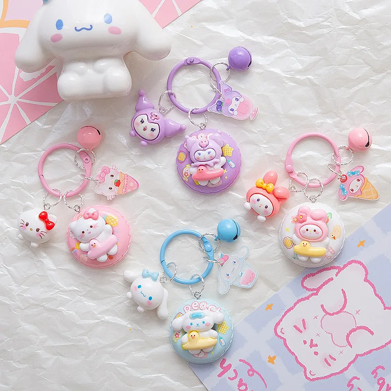 Llavero colgante de Hello Kitty para niños, accesorios de mochila de dibujos animados, Kawaii Kuromi, Ins, Cinnamoroll, Sanrio