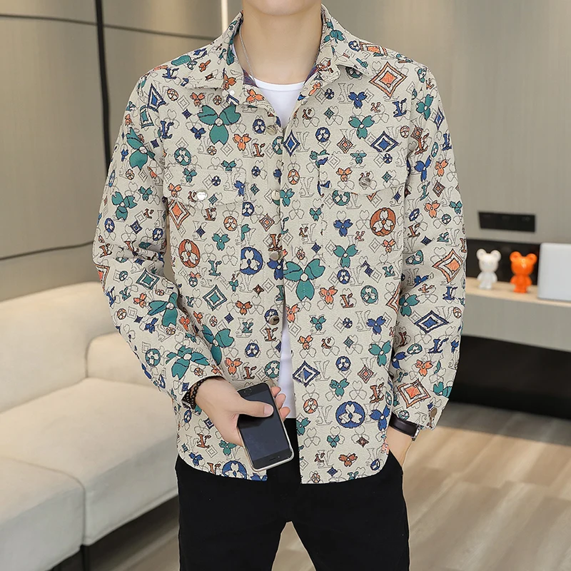 Mens Clothing Autumn Men's Streetwear Blouse Casual Shirt Spring Male Winter Streetdress Popular Elegant Hombre Fashion Shirt