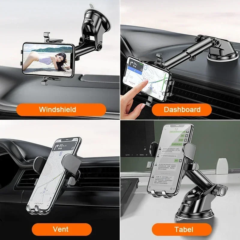 Car Phone Holder Sucker Mobile Smartphone Cellphone Bracket Tablet Vehicles Mount Stand GPS For iPhone 15 Xiaomi Huawei Samsung