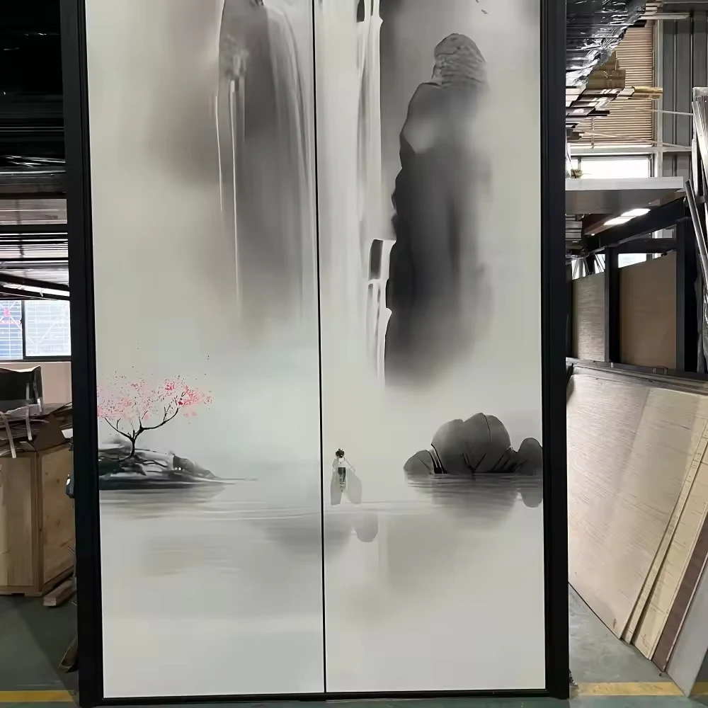 Popularne, nowoczesne drzwi zabezpieczające w nowym chińskim stylu, ekskluzywne drzwi wejściowe do wejść w domach.