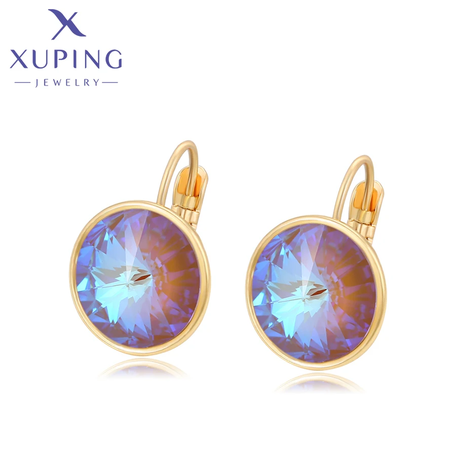 Xuping-Boucles d'Oreilles Rondes en Alliage de Cuivre et Or Clair, Bijoux à la Mode, Cadeau de ixpour Femme et Fille, X000647177