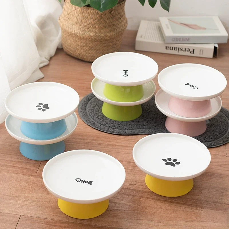 Cat Bowl Ceramic Pet Bowls Cat Dog Bowl Dish Pet Food Plate Kitten Water Dish Feeder  Dog Bowl Feeder for Cats Pet Accessories