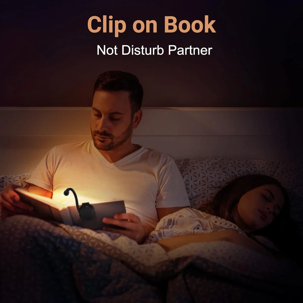 Book Light USB Rechargeable Portable 3 Color Reading Light Book Lamp for Reading in Bed Book Lover Gifts LED BookLight