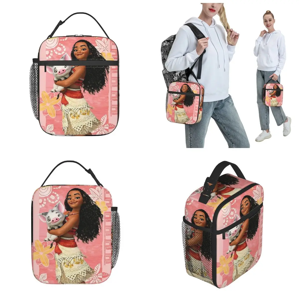 Funny Moana and Pua Merch Insulated Lunch Bag For Outdoor Food Storage Bag Portable Thermal Cooler Lunch Boxes