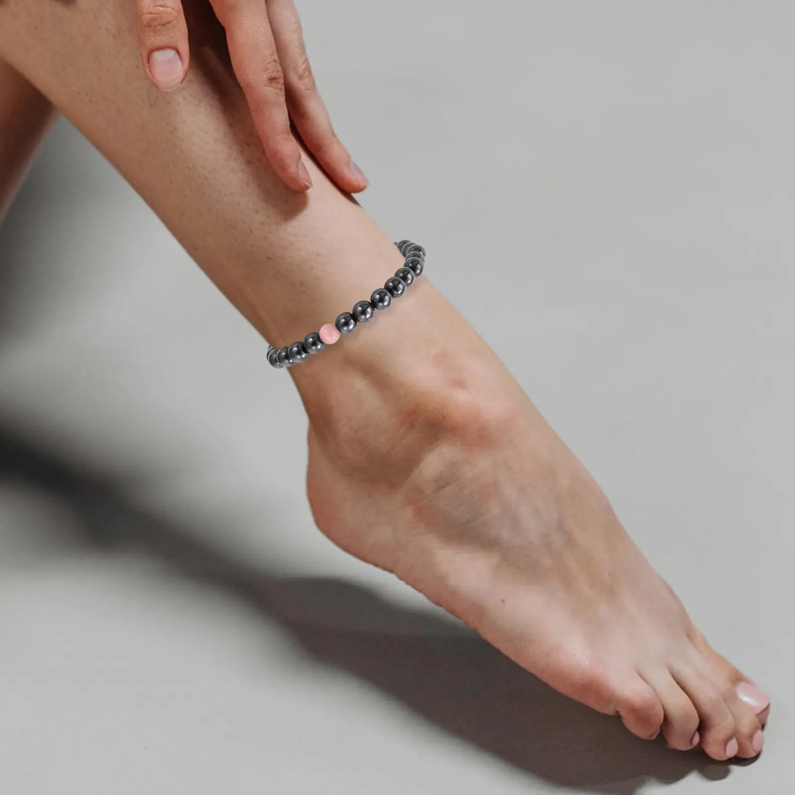 4Pcs Opal Hematite Anklet for Anxiety Relief Insomnia Therapy Slimming Foot Chain Wear-Resistant Delicate Ankle