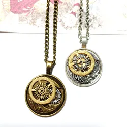 Cykopv New Original Design Mechanical Gears Simple Round Pendant Steampunk Necklace Unisex Cosplay Accessory 60cm