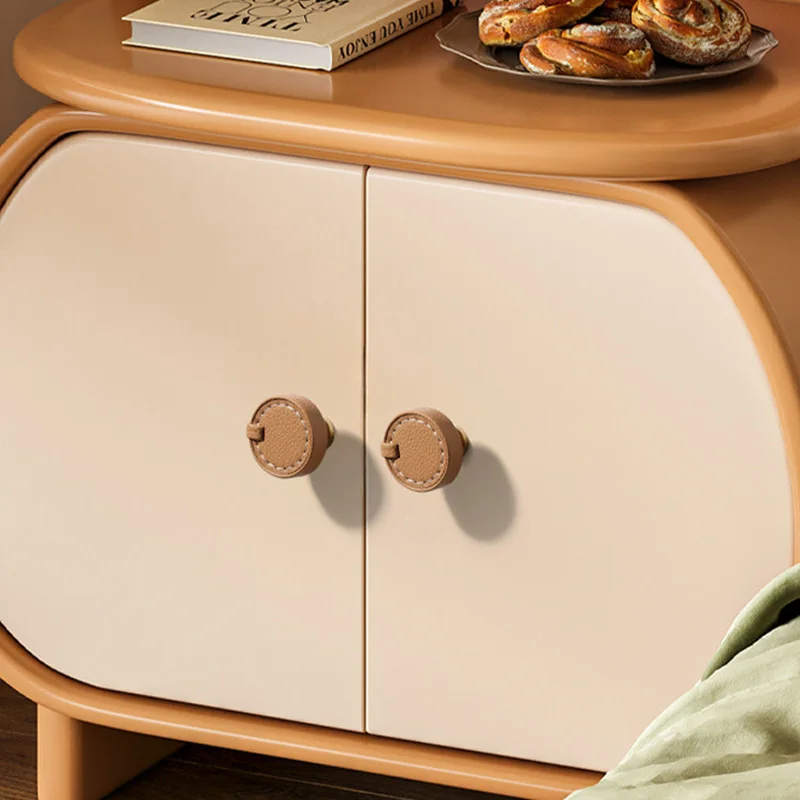 Modern Minimalist Cabinet Wardrobe Drawer Door Leather Cabinet Door Handle Bedside Table Round Leather Small Handle Hardware