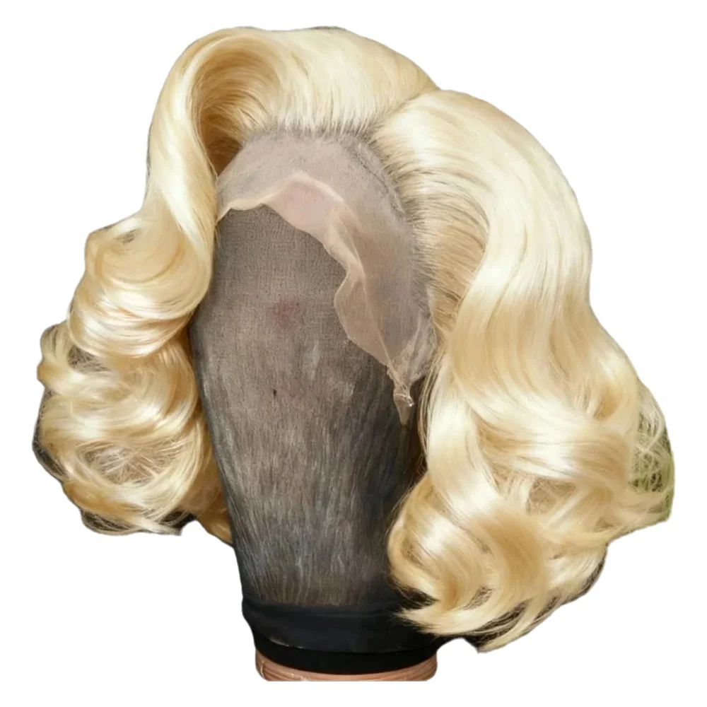Peruka Blond 613 13x4 HD Krótki Bob Body Wave Lace Front Syntetyczna Peruka z Włosów Syntetycznych Wstępnie Wyskubana Bez Kleju Do Codziennego Noszenia Cosplay Na Wyprzedaży — 2