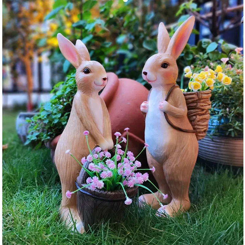 Resin Bonsai Flower Pot Cute Rabbit Decorative Ornaments, Balcony Landing, Indoor Gardening, Creative Personality Pot, Courtyard