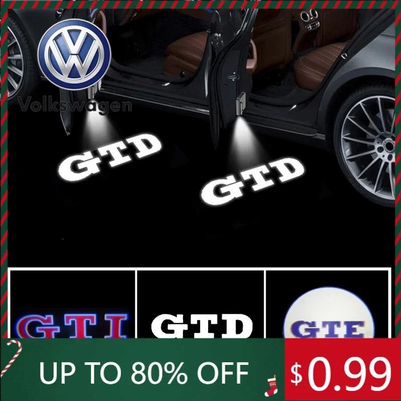 

Горячая новинка 2026: 2 светодиодных проектора-подсветки дверей для Volkswagen VW Golf 5 6 7 GTI GTD GTE Tiguan Arteon