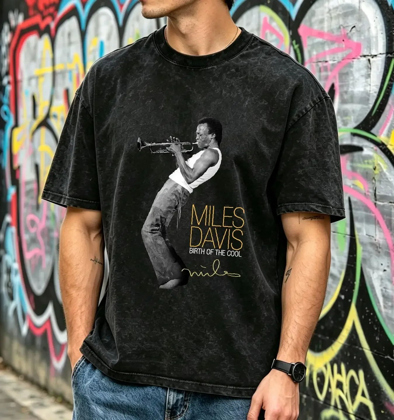 washed T Shirt Miles Davis Cotton For Fans Men S 2XL vintage Washed Unisex Casual designer clothes Stretched Versatile