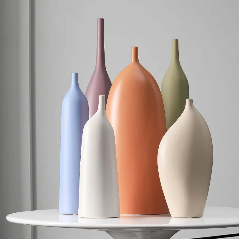 Nordic Minimalist Morandi Ceramic Vase Decorations, Entrance Soft Decorations