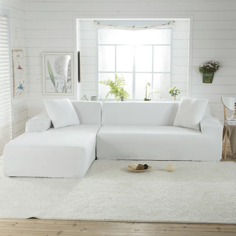 Solid Color Stretch Sofa Cover Full-Size Elastic Slipcover Modular Sectional Sofas Single To Four-Seat Armless Sofa-Bed Options