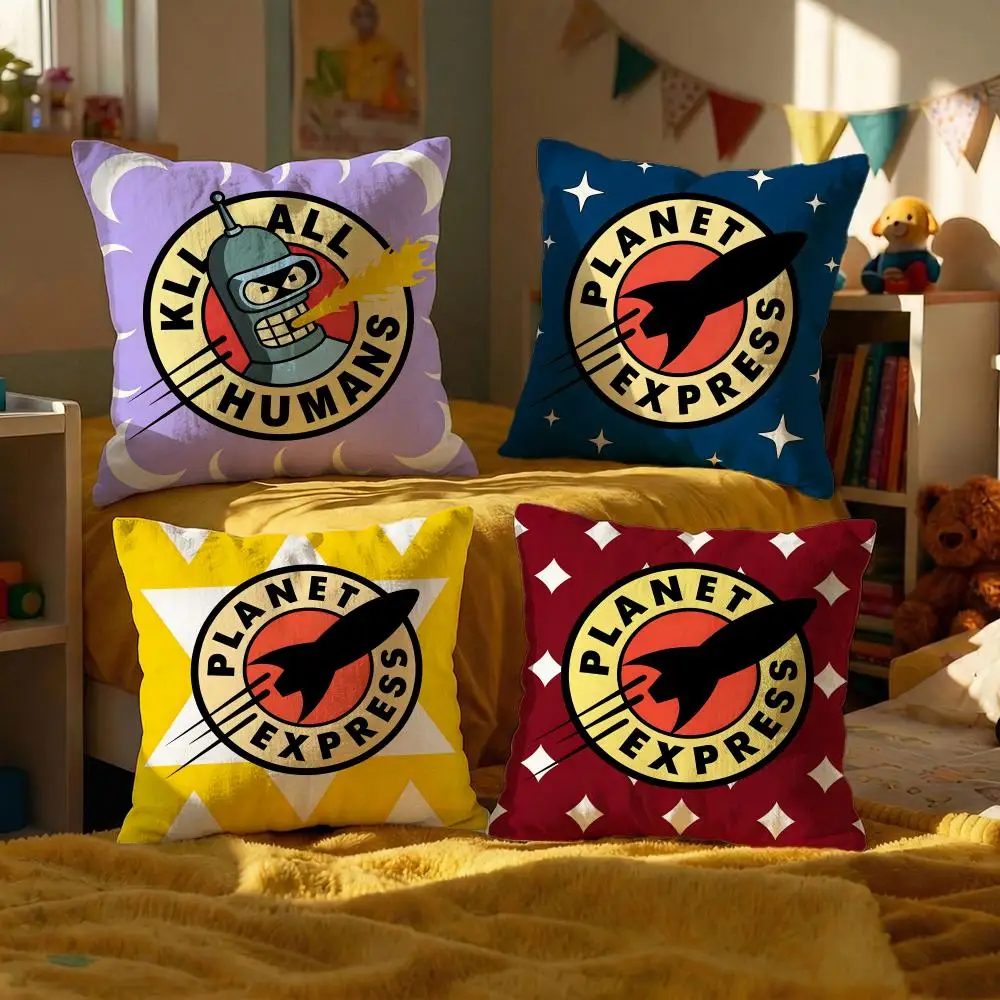 Beliebter Futurama-Kissenbezug, dekorative Kissenbezüge, Sofa-Bezug, 50 x 50 cm, 4-teilig, 45 x 45 cm, 40 x 40 cm, Kissenbezug